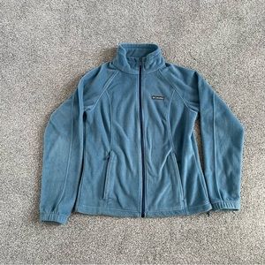 Columbia Womens Full Zip Fleece Jacket Coat Drawcord Blue Size Medium
